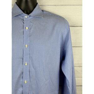 Thomas Dean Blue Check Button Up Shirt Medium